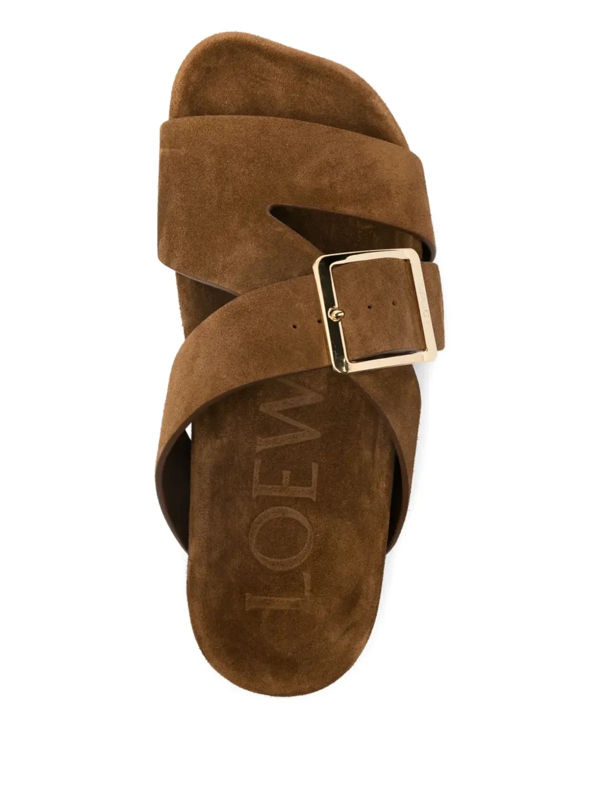 LOEWE Ease Buckle スエードサンダル ブラウン - 画像4