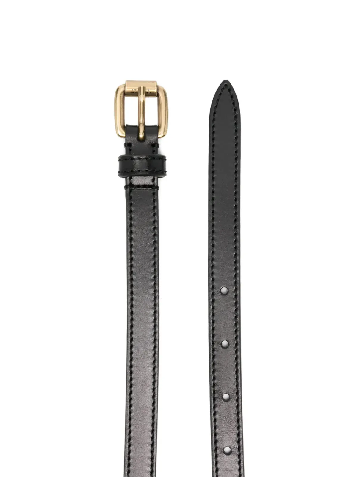 ISABEL MARANT ゴールドバックル レザーベルト - ブラック - 画像2