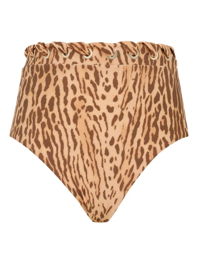Zimmermann ZIMMERMANN カスカディアン レオパード柄 ハイウエスト ビキニボトム ブラウンの商品画像