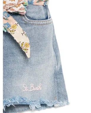 MC2 Saint Barth Kids ロゴ刺繍デニムショーツ - サムネイル3