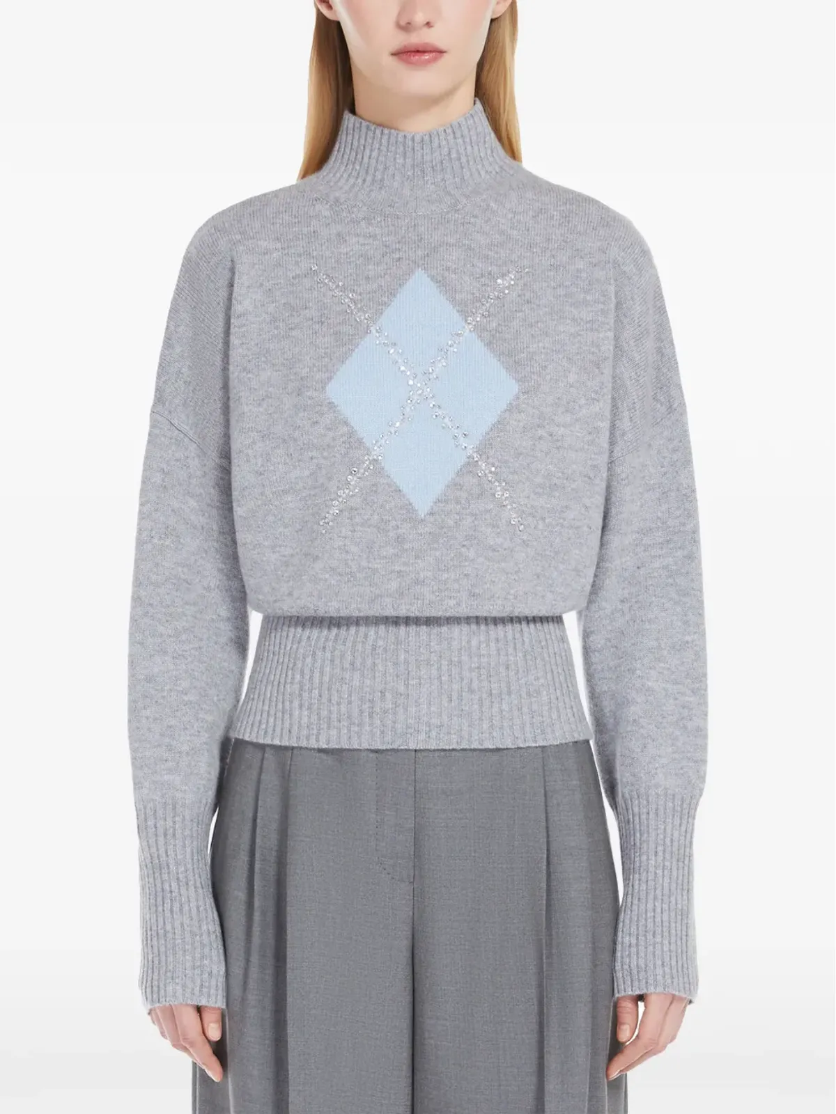 Max Mara クリスタル装飾モックネックセーター - 画像2