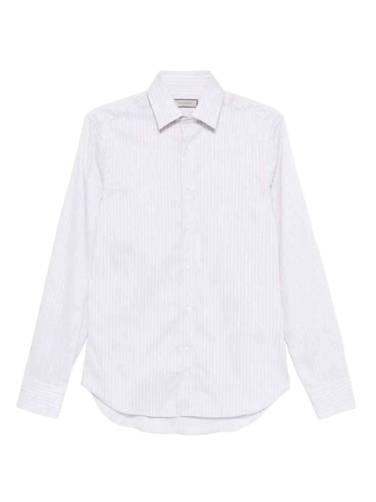 Canali ピンストライプ長袖シャツ（グレー） - 画像1