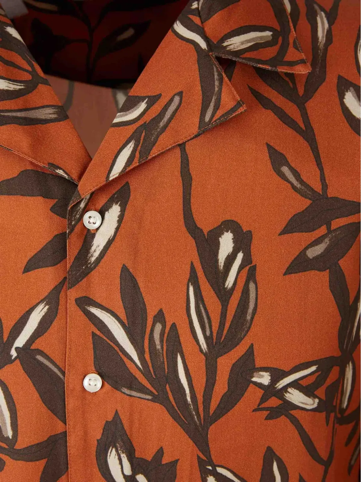 Officine Generale エレン葉柄プリント半袖シャツ - オレンジ - 画像3