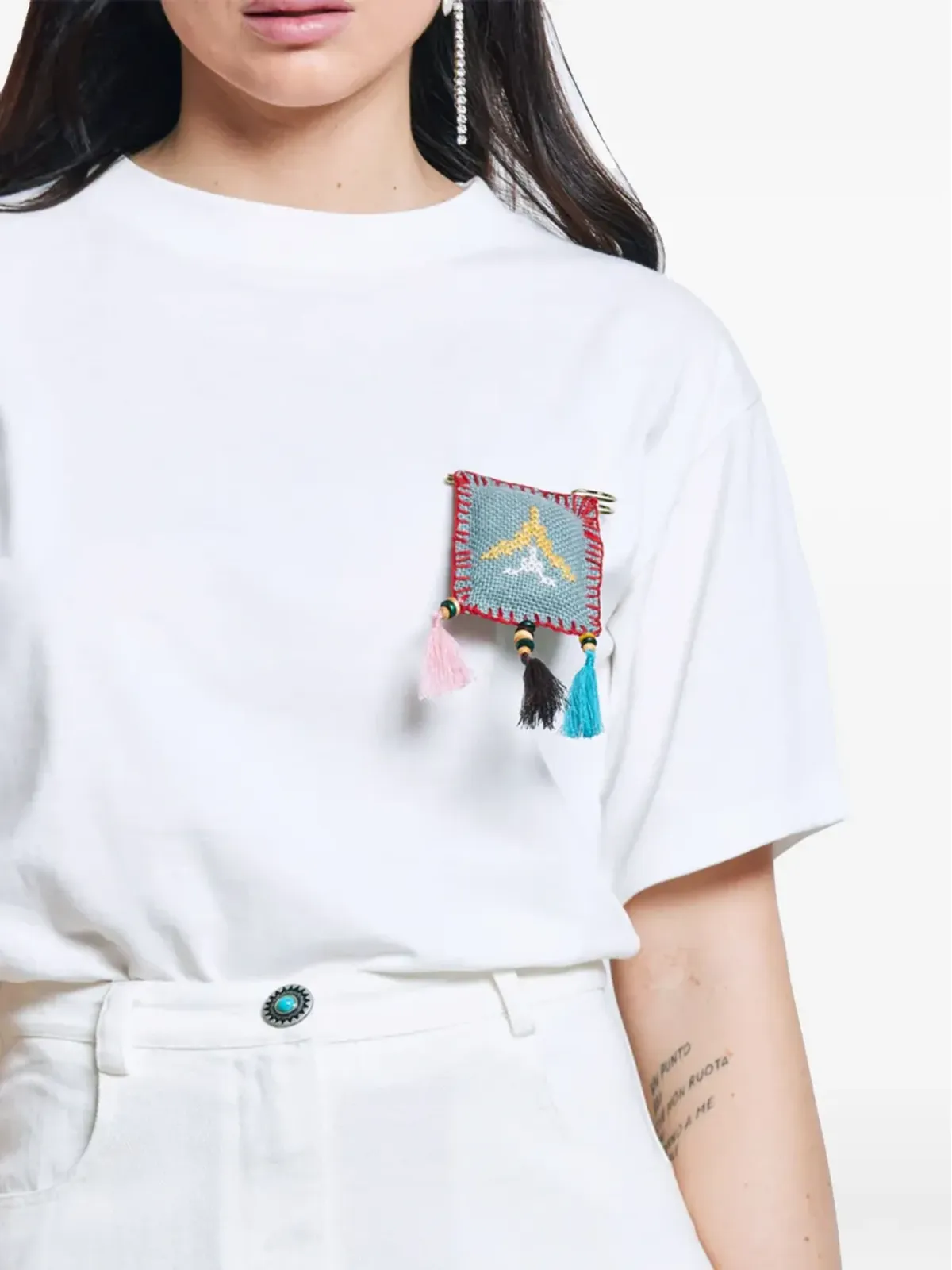Akep 刺繍タッセル付きTシャツ - 画像2