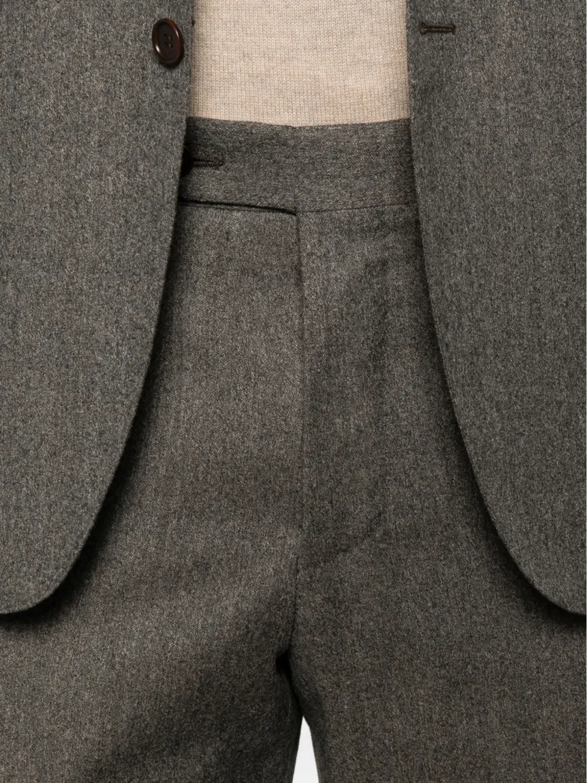 Canali ヘリンボーン ウールスーツ ブラウン - 画像5