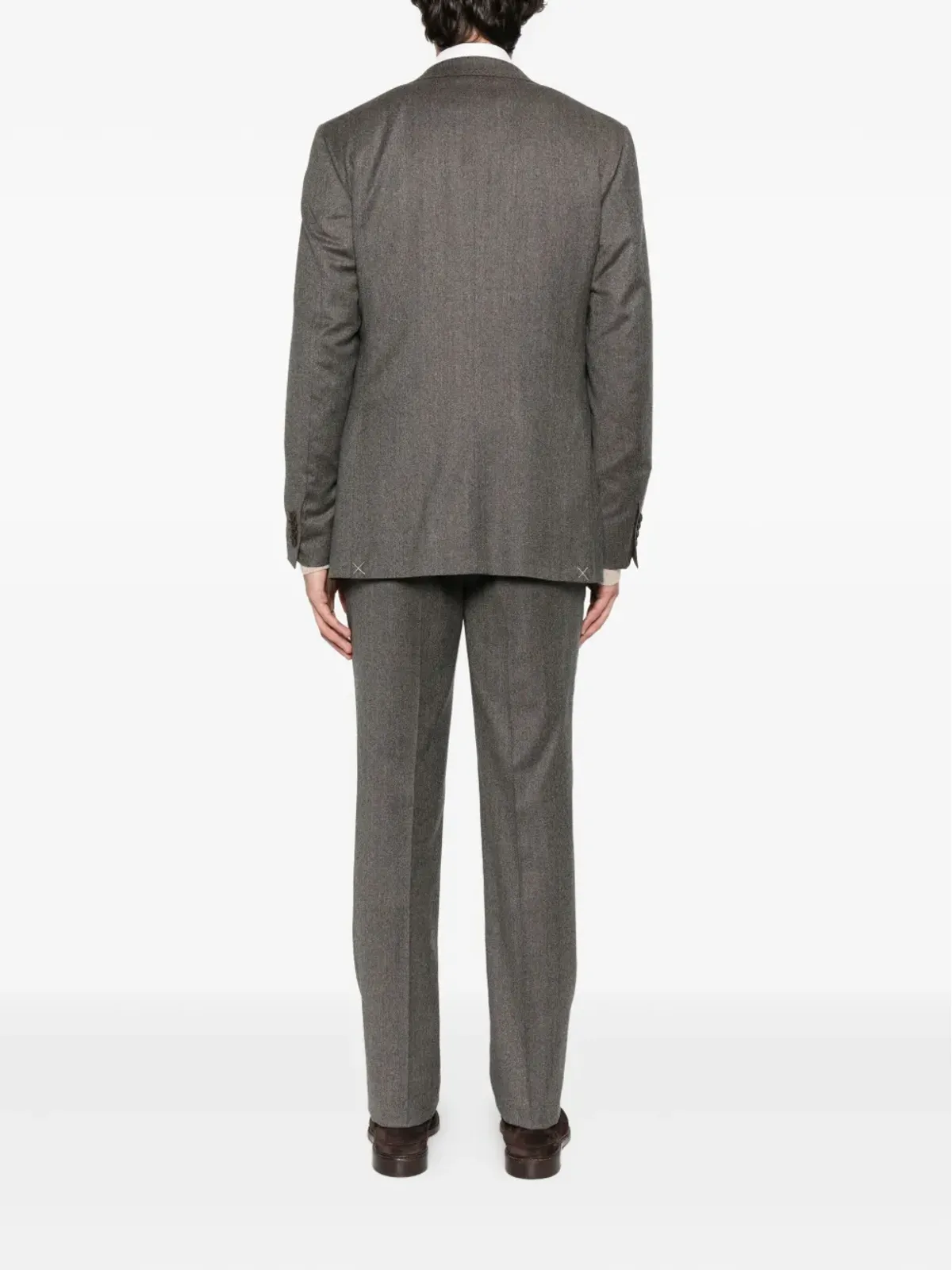 Canali ヘリンボーン ウールスーツ ブラウン - 画像3