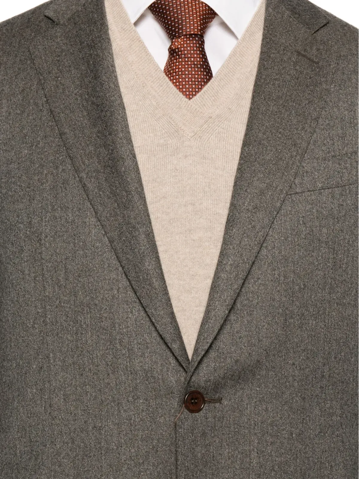 Canali ヘリンボーン ウールスーツ ブラウン - 画像4