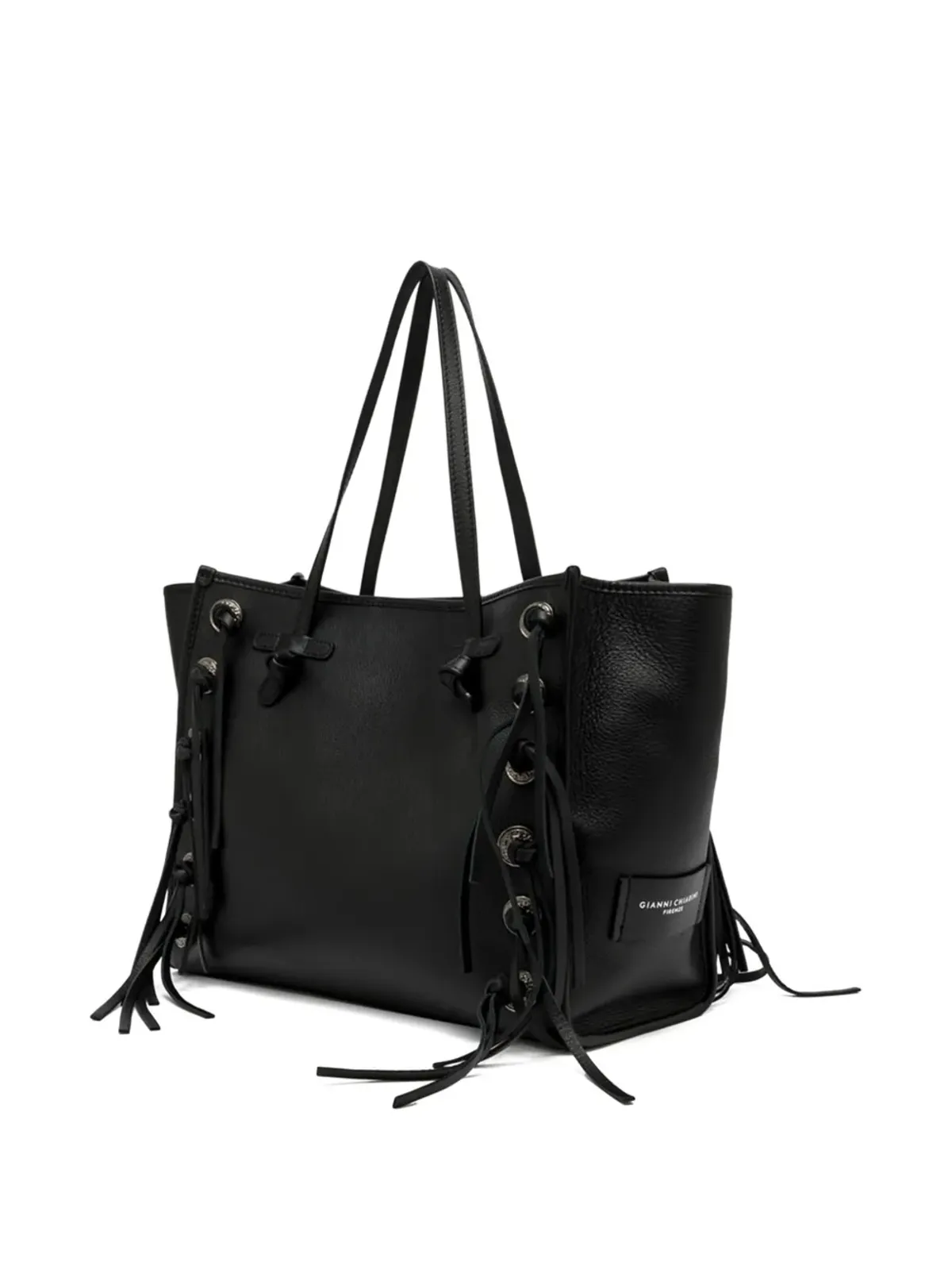 GIANNI CHIARINI マルセラ フリンジディテール レザートートバッグ ブラック - 画像3