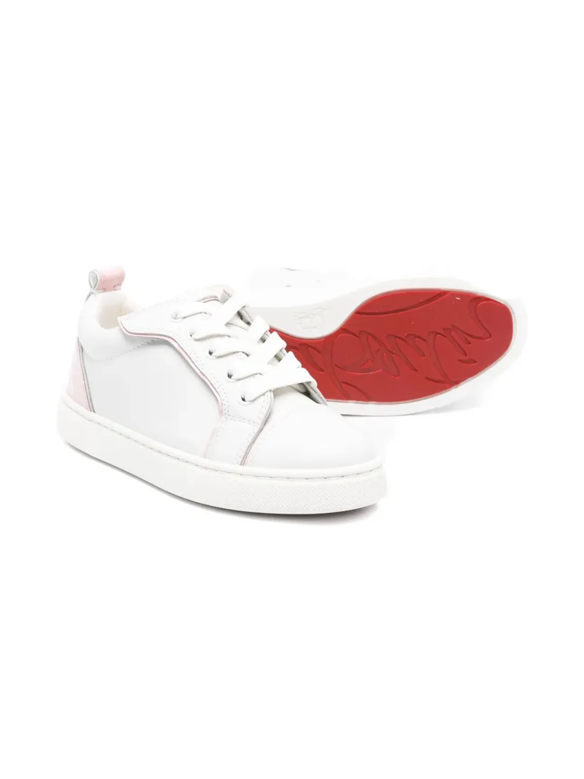 Christian Louboutin Kids レザー パネルド レースアップ スニーカー - White - 画像2