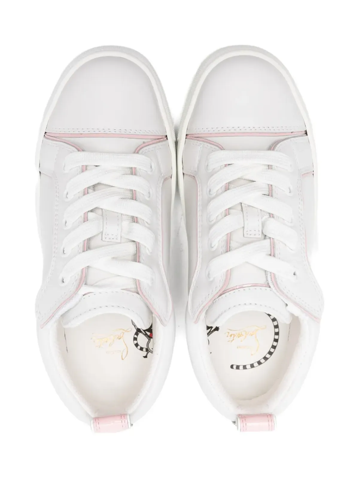 Christian Louboutin Kids レザー パネルド レースアップ スニーカー - White - 画像3