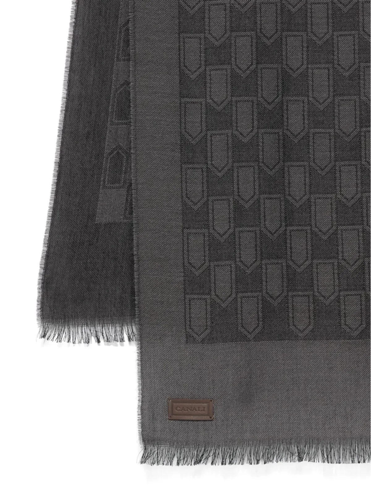 Canali シールド柄フリンジスカーフ - 画像2