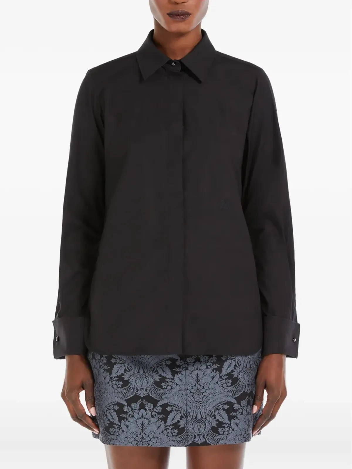 Max Mara クラシックカラー ダブルカフスシャツ ブラック - 画像2
