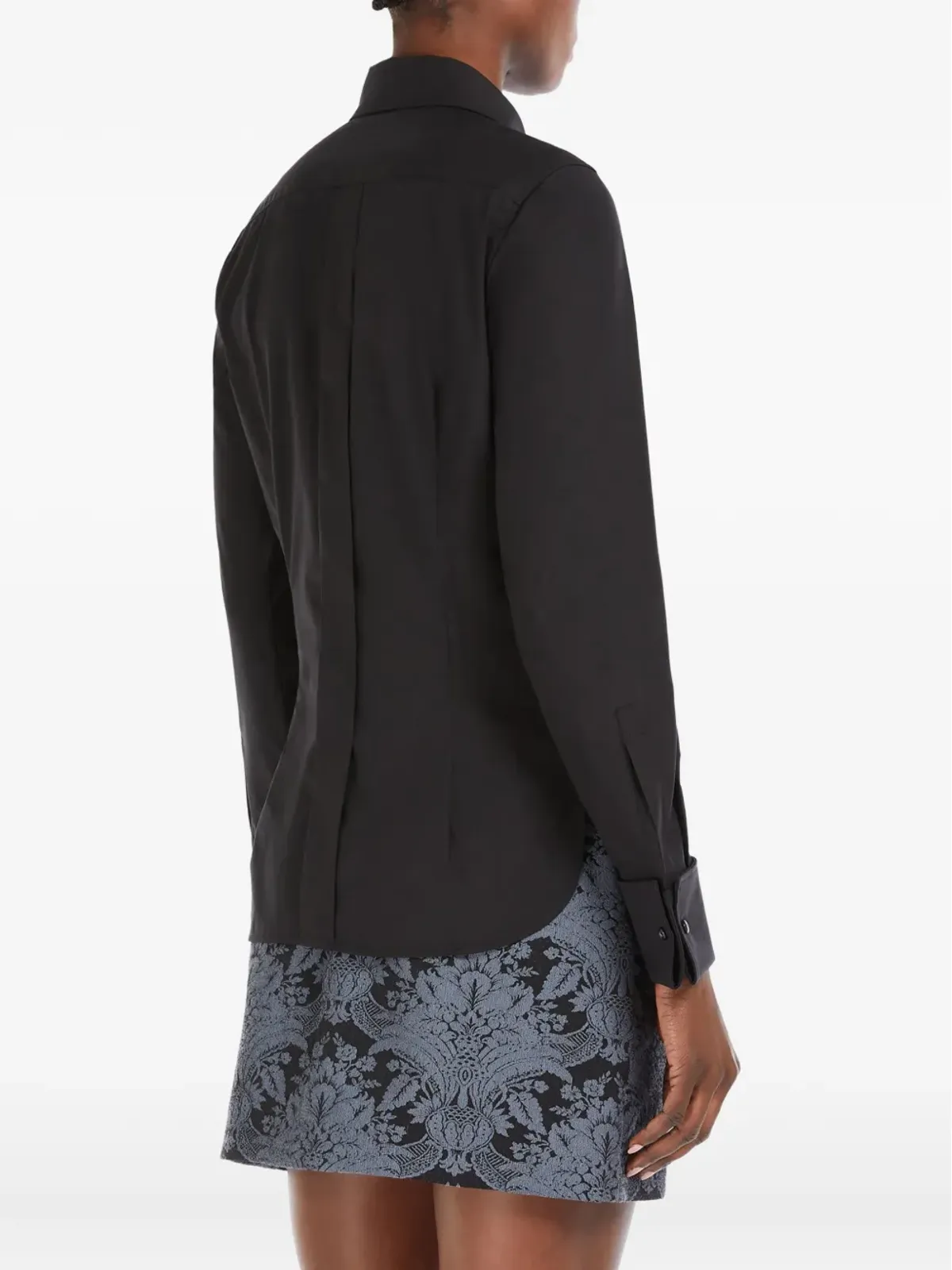 Max Mara クラシックカラー ダブルカフスシャツ ブラック - 画像3