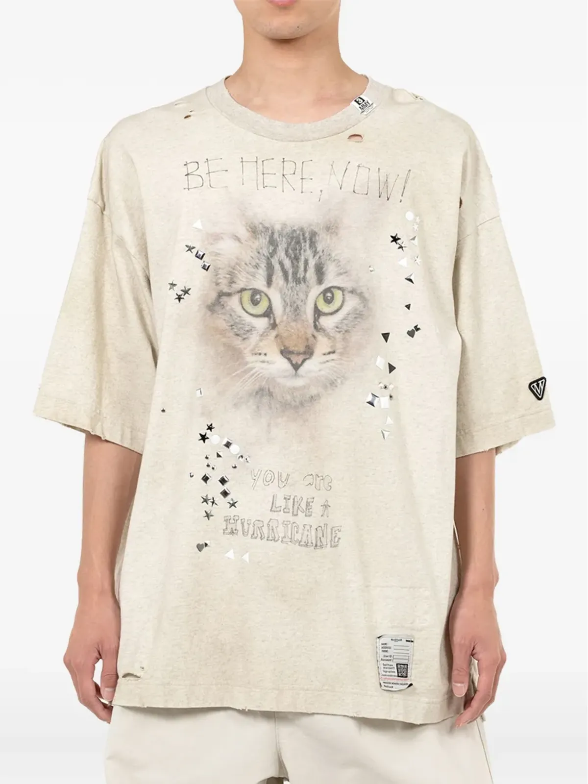 Maison MIHARA YASUHIRO cat-print distressed T-shirt - Grey - 画像2