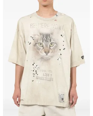 Maison MIHARA YASUHIRO cat-print distressed T-shirt - Grey - サムネイル2