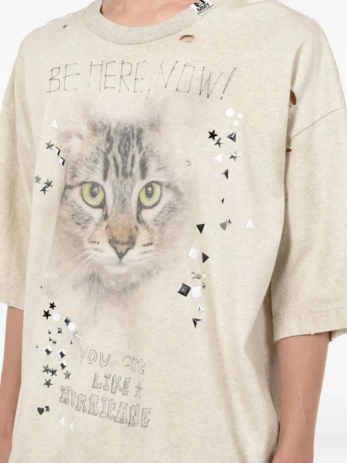 Maison MIHARA YASUHIRO cat-print distressed T-shirt - Grey - 画像4