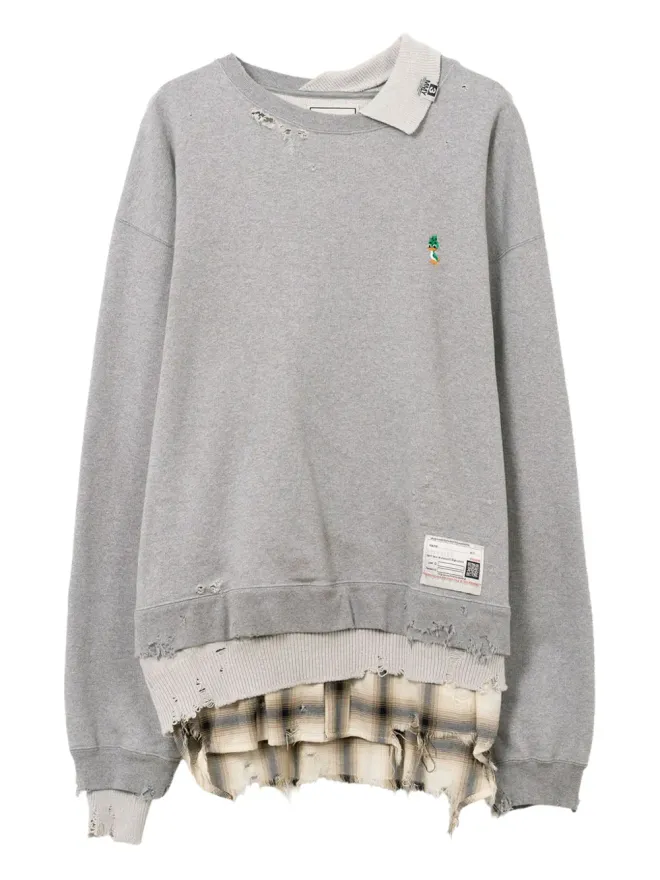 Maison MIHARA YASUHIRO Maison MIHARA YASUHIRO レイヤードデザインのほつれヘム スウェットシャツの商品画像