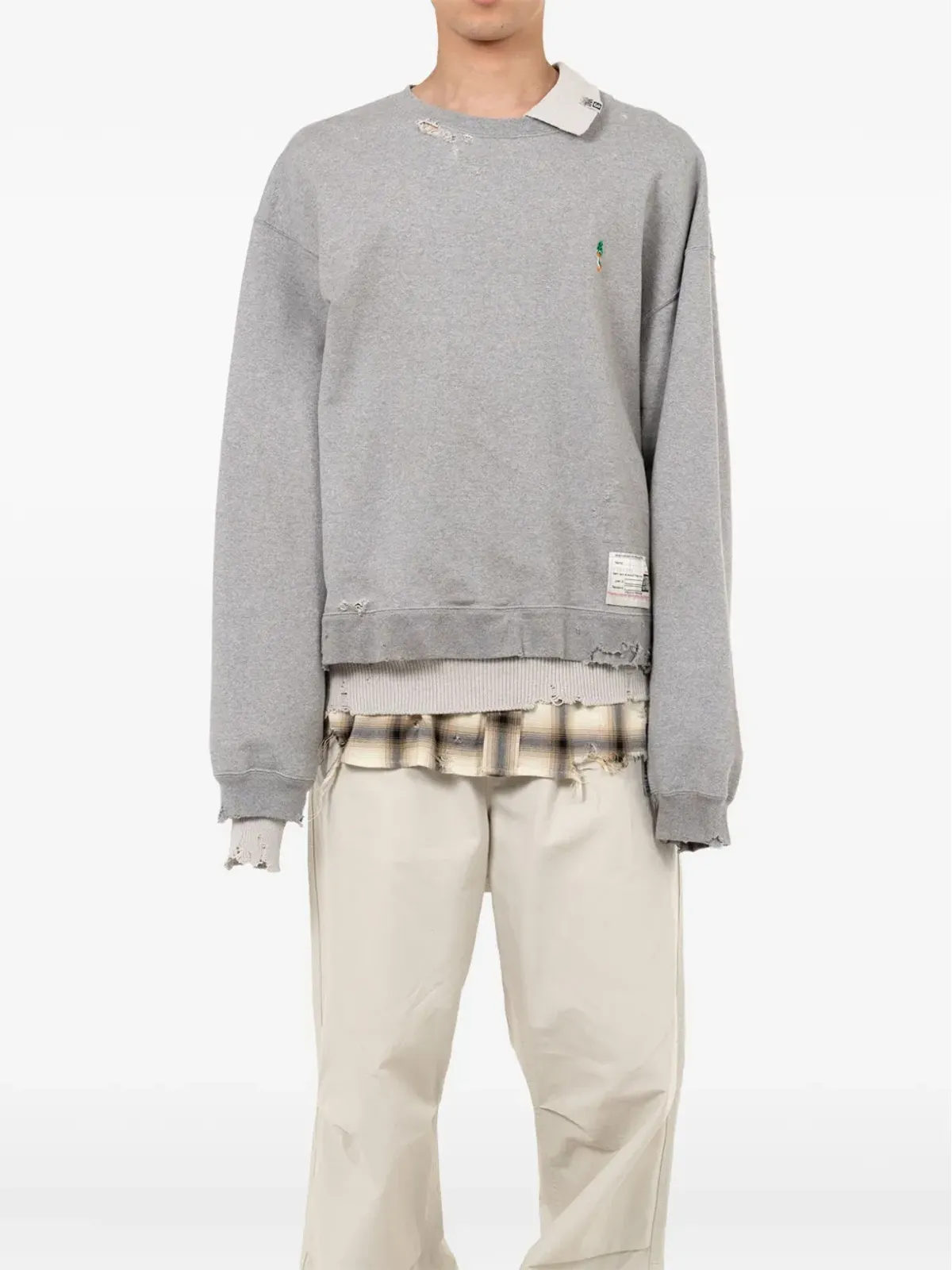 Maison MIHARA YASUHIRO レイヤードデザインのほつれヘム スウェットシャツ - 画像2