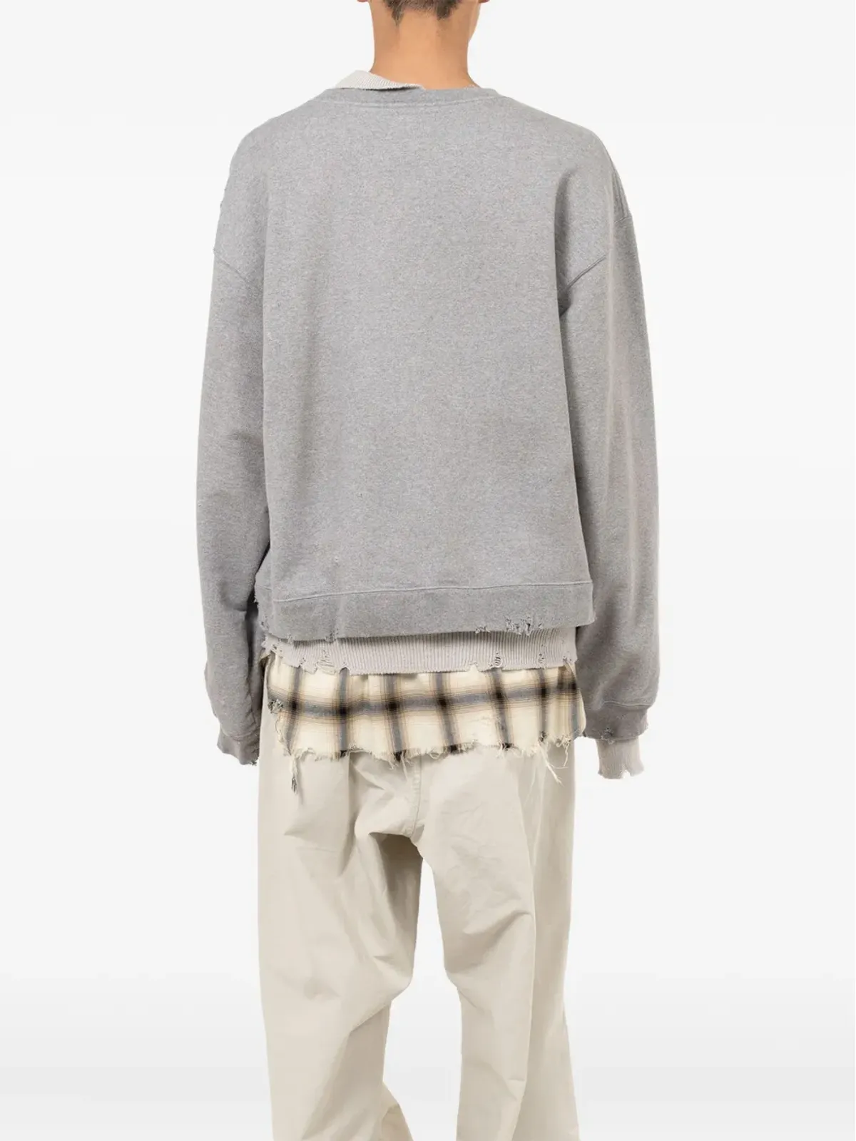 Maison MIHARA YASUHIRO レイヤードデザインのほつれヘム スウェットシャツ - 画像3
