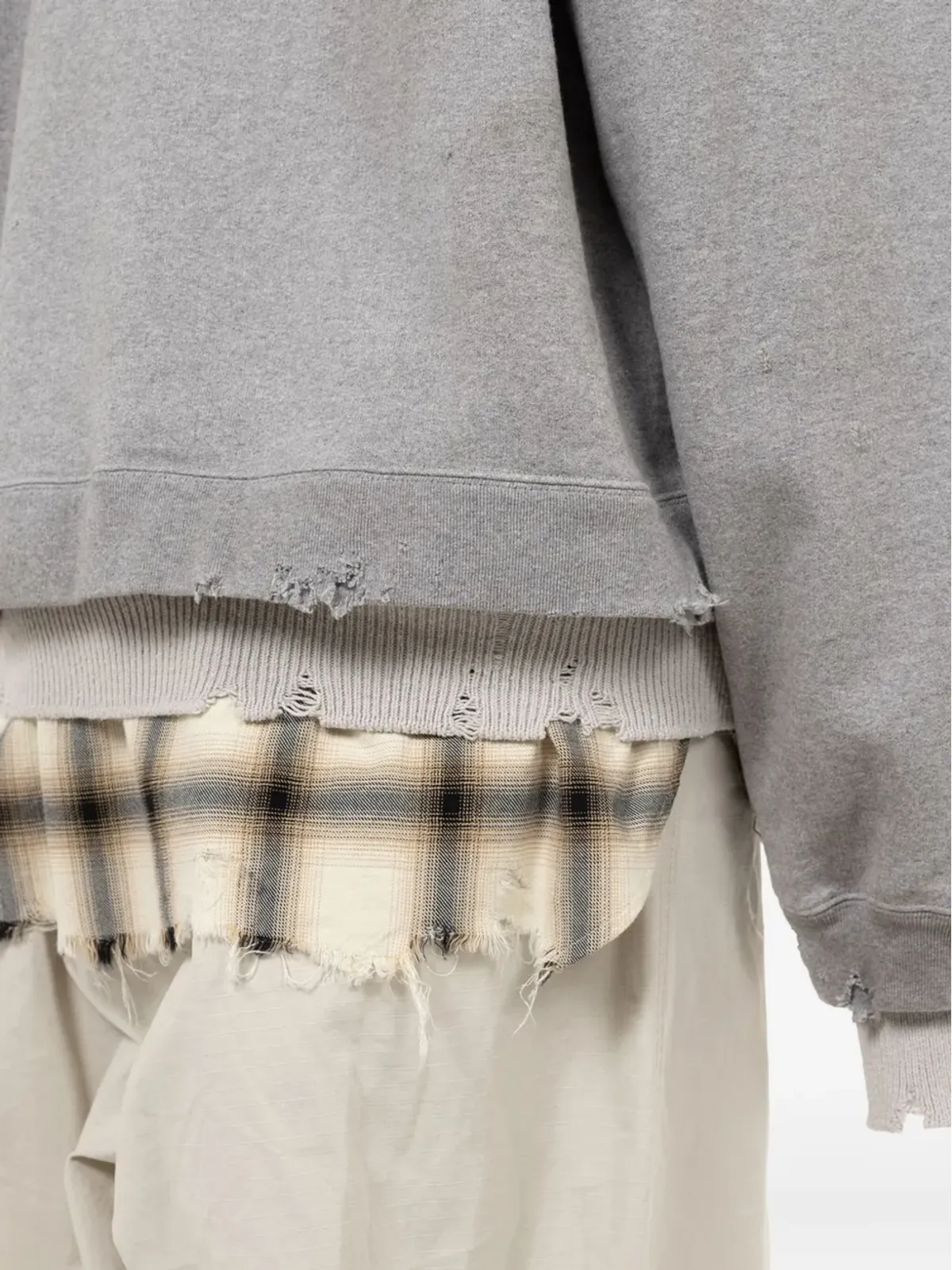 Maison MIHARA YASUHIRO レイヤードデザインのほつれヘム スウェットシャツ - 画像4