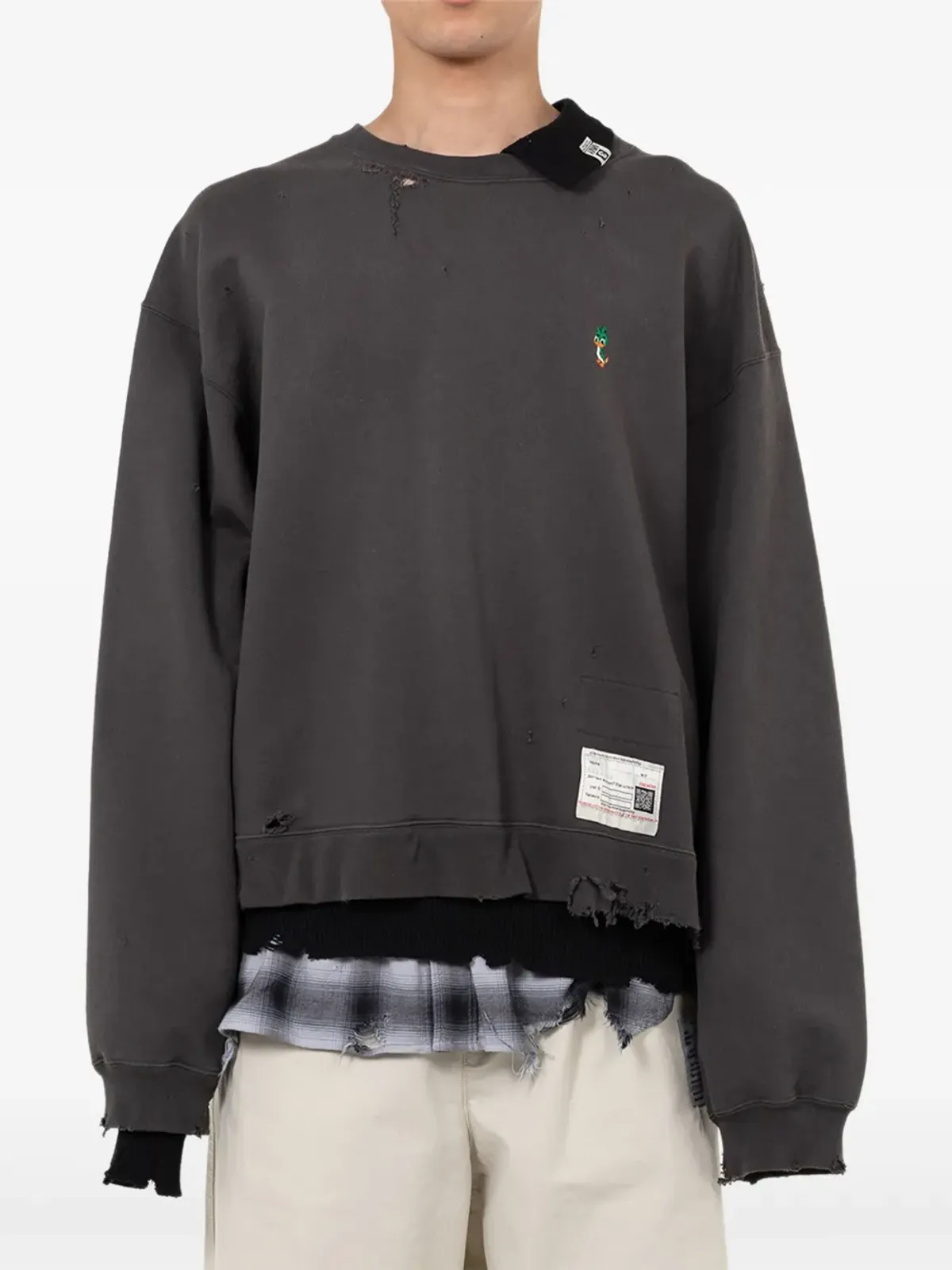 Maison MIHARA YASUHIRO layered distressed-detail sweatshirt - Black - 画像2