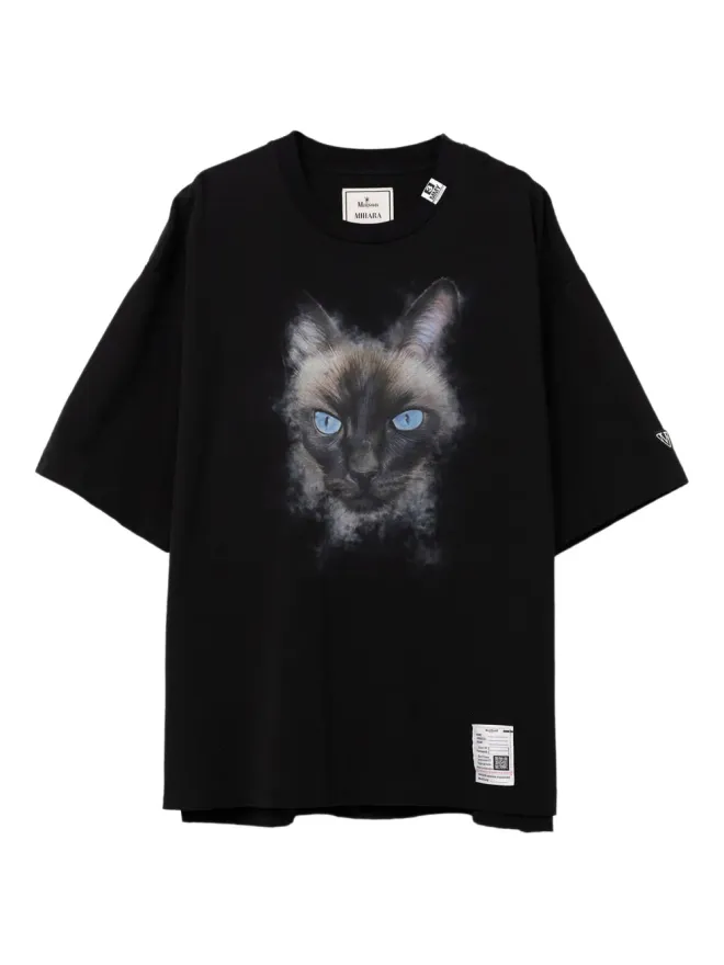 Maison MIHARA YASUHIRO Maison MIHARA YASUHIRO 猫プリント テキストディテール Tシャツの商品画像