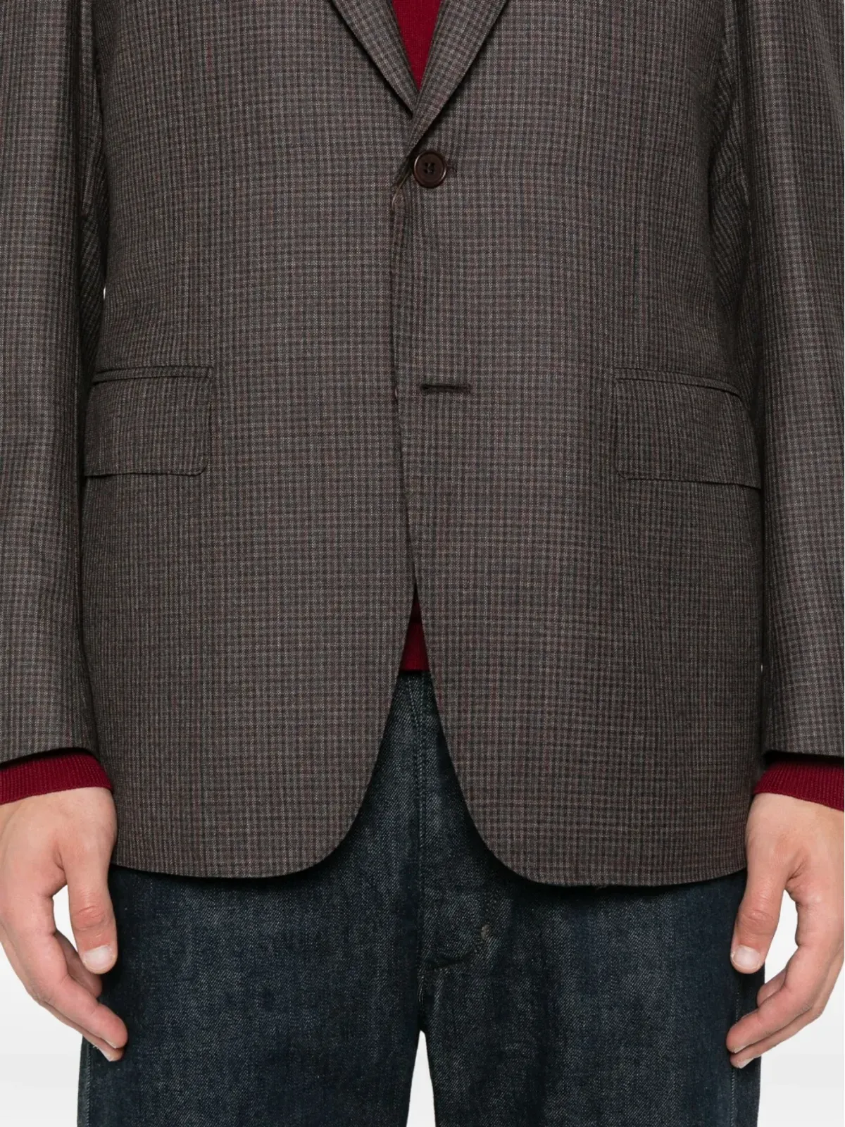 Canali チェック柄2ボタンブレザー - 画像5