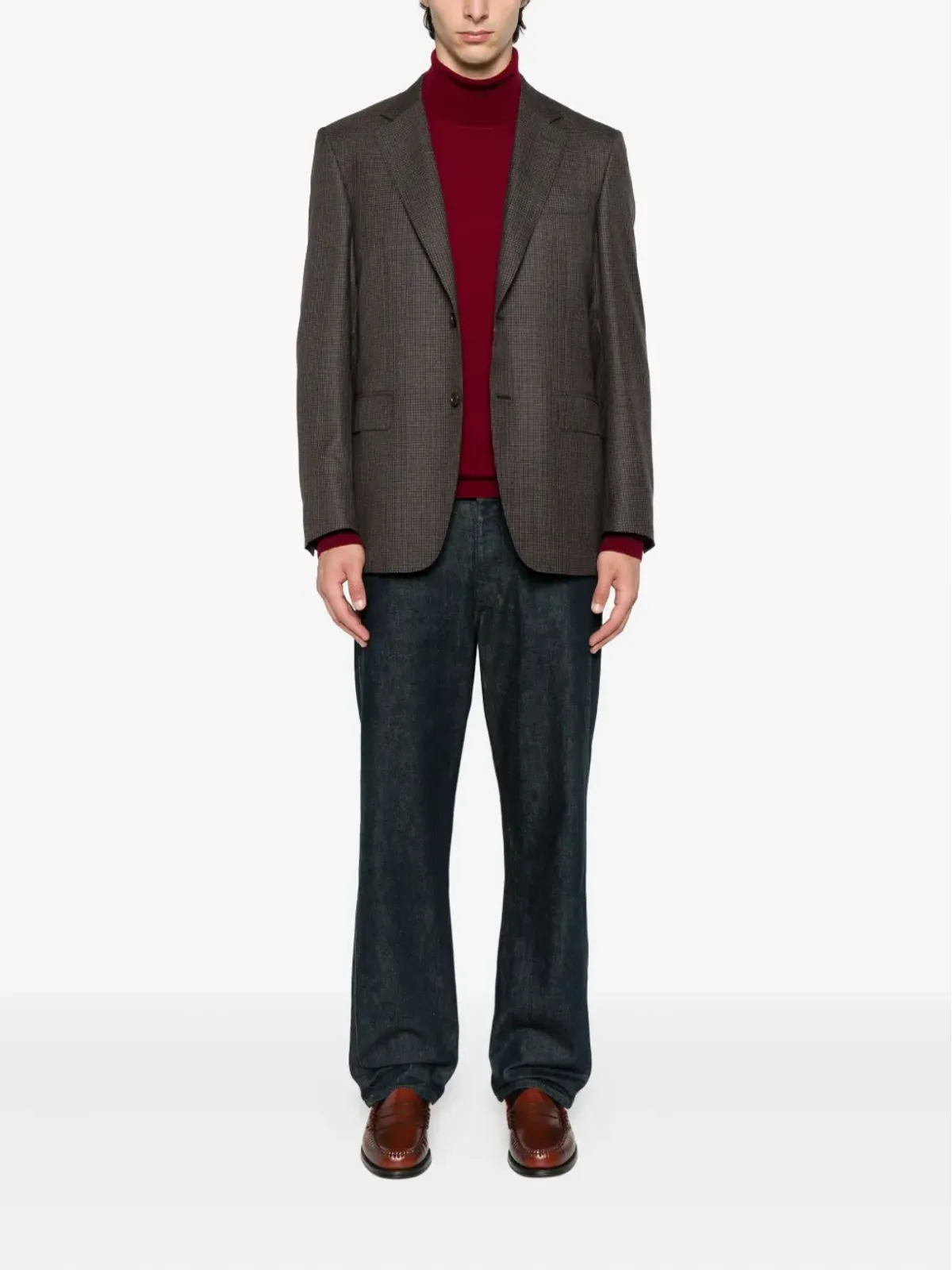 Canali チェック柄2ボタンブレザー - 画像2