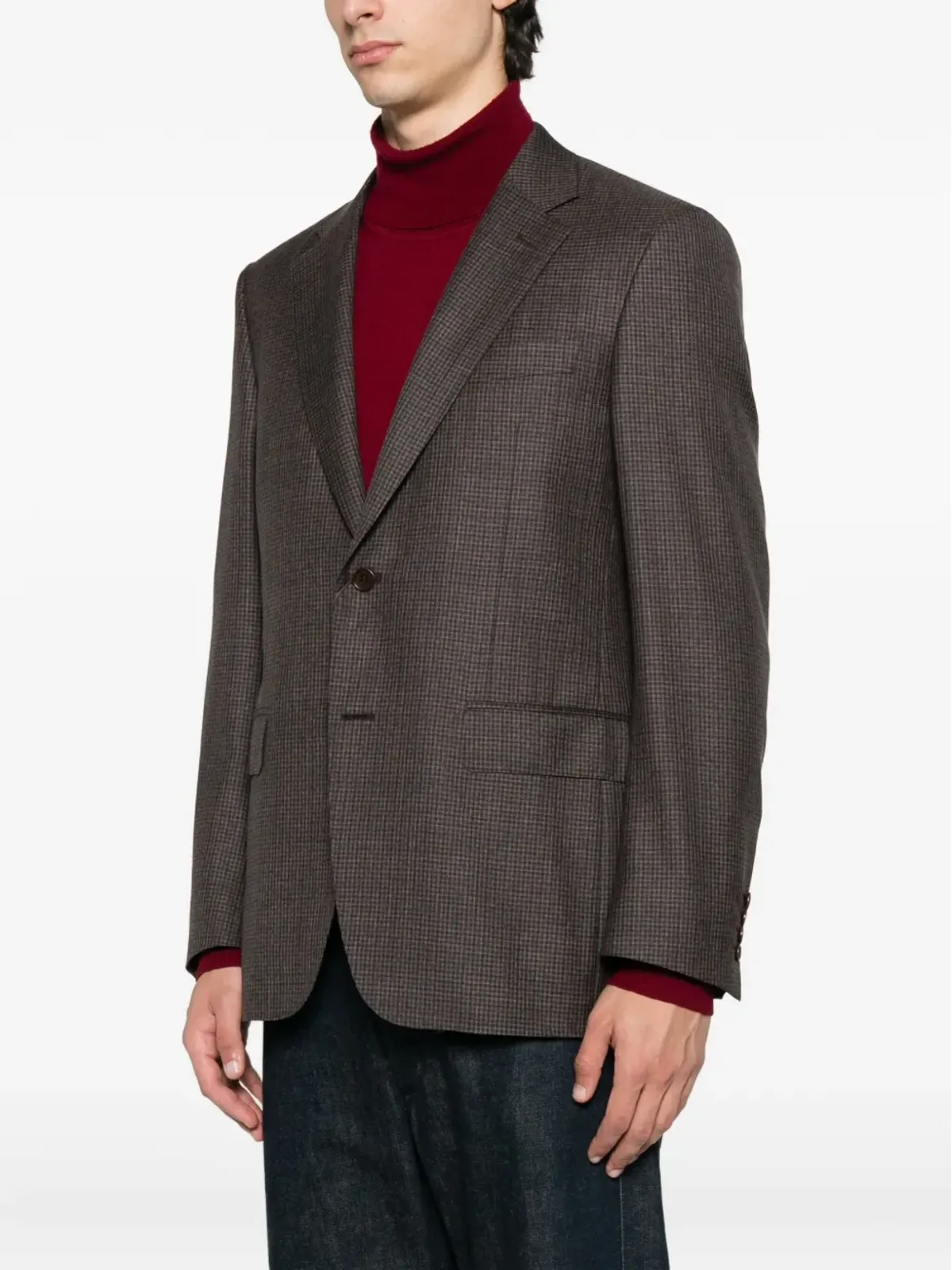 Canali チェック柄2ボタンブレザー - 画像3