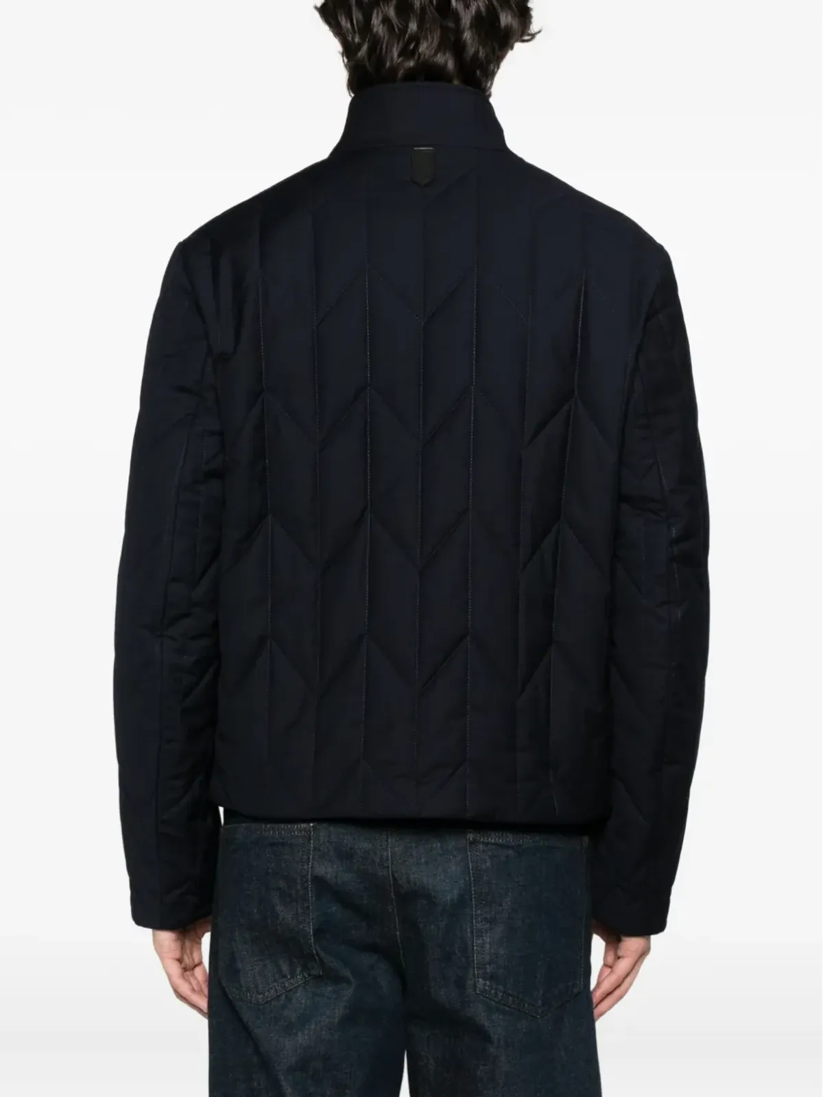 Canali キルテッド ダイヤモンド柄 ダウンジャケット ブルー - 画像4