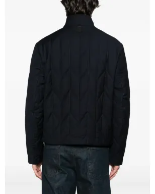 Canali キルテッド ダイヤモンド柄 ダウンジャケット ブルー - サムネイル4