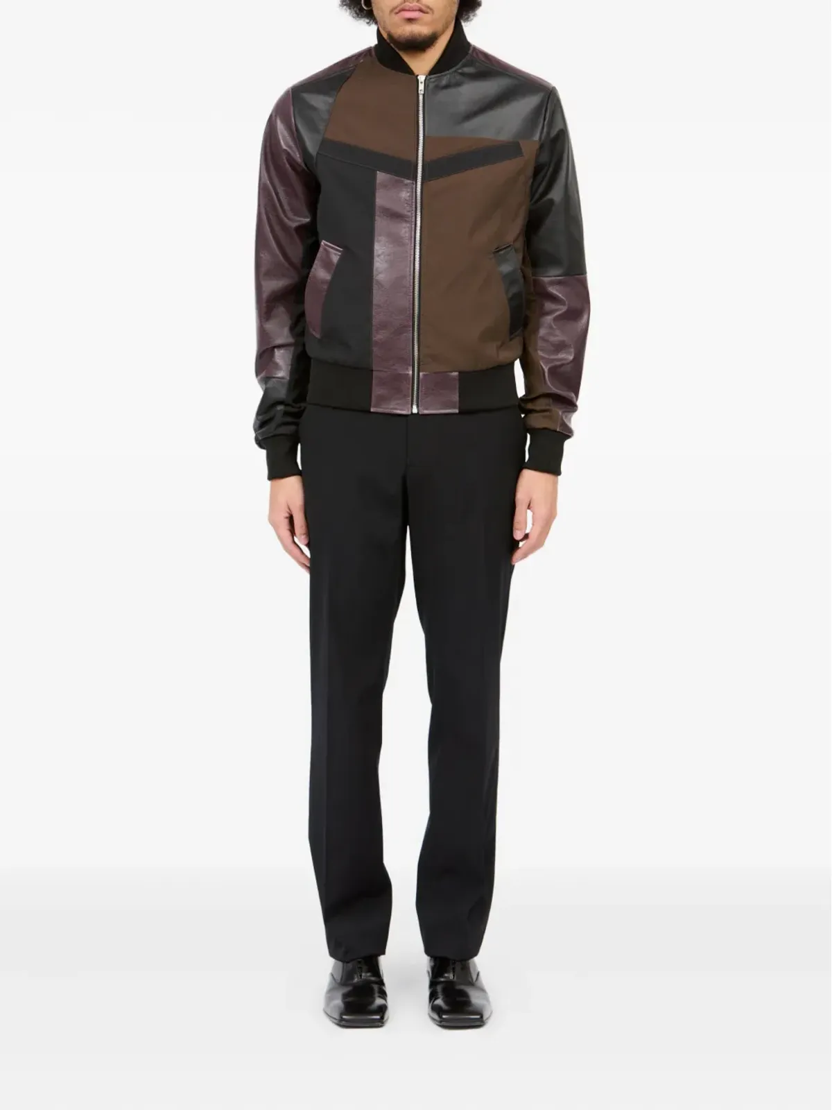 MM6 Maison Margiela レザーパネル ボンバージャケット ブラウン - 画像2