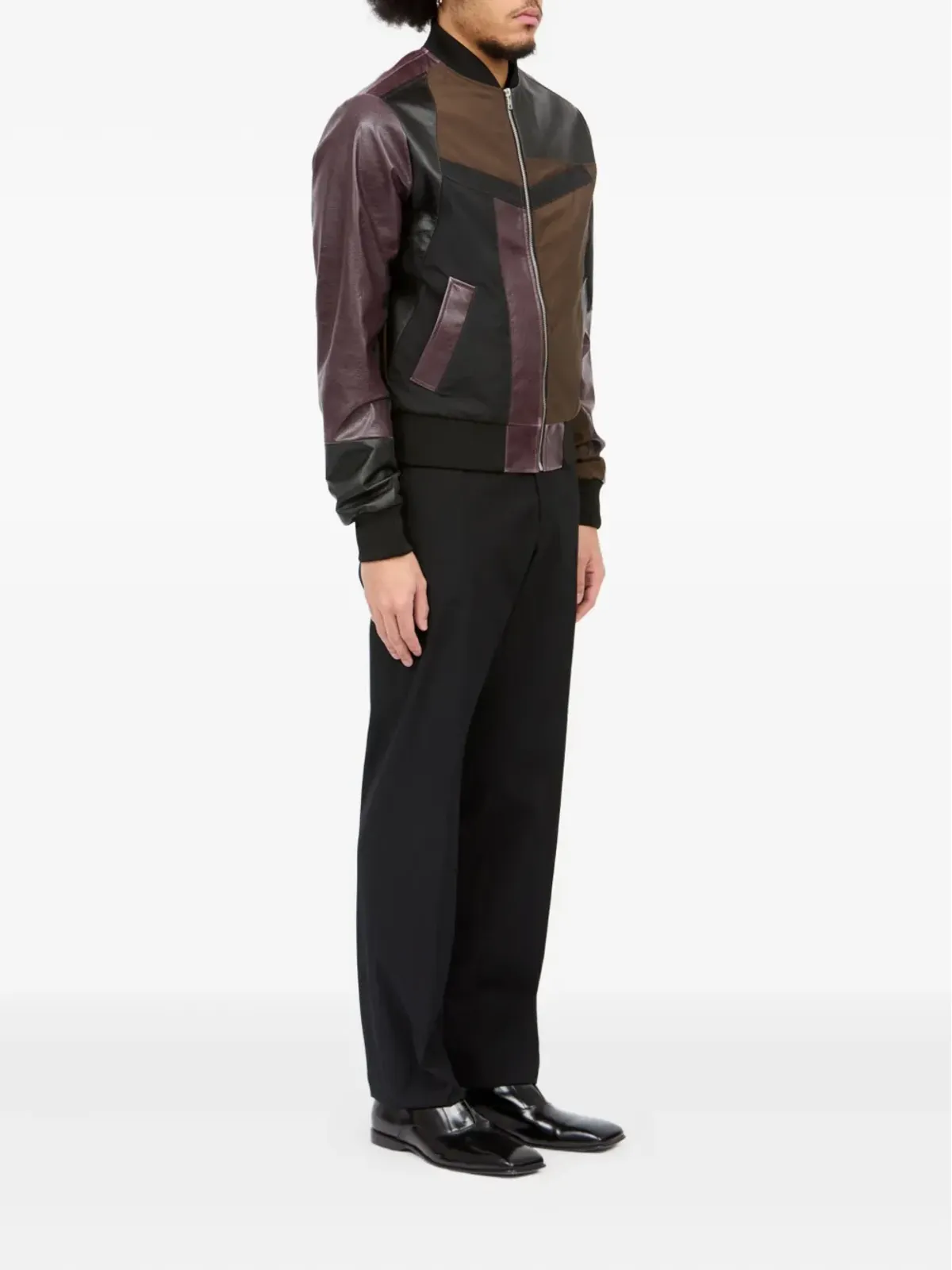MM6 Maison Margiela レザーパネル ボンバージャケット ブラウン - 画像3