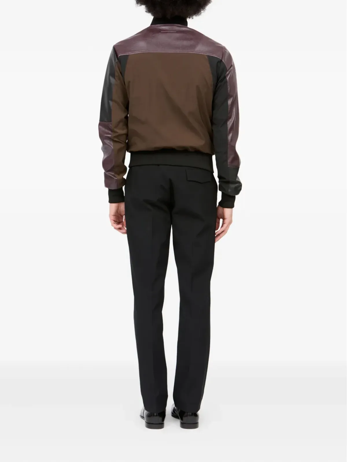 MM6 Maison Margiela レザーパネル ボンバージャケット ブラウン - 画像4