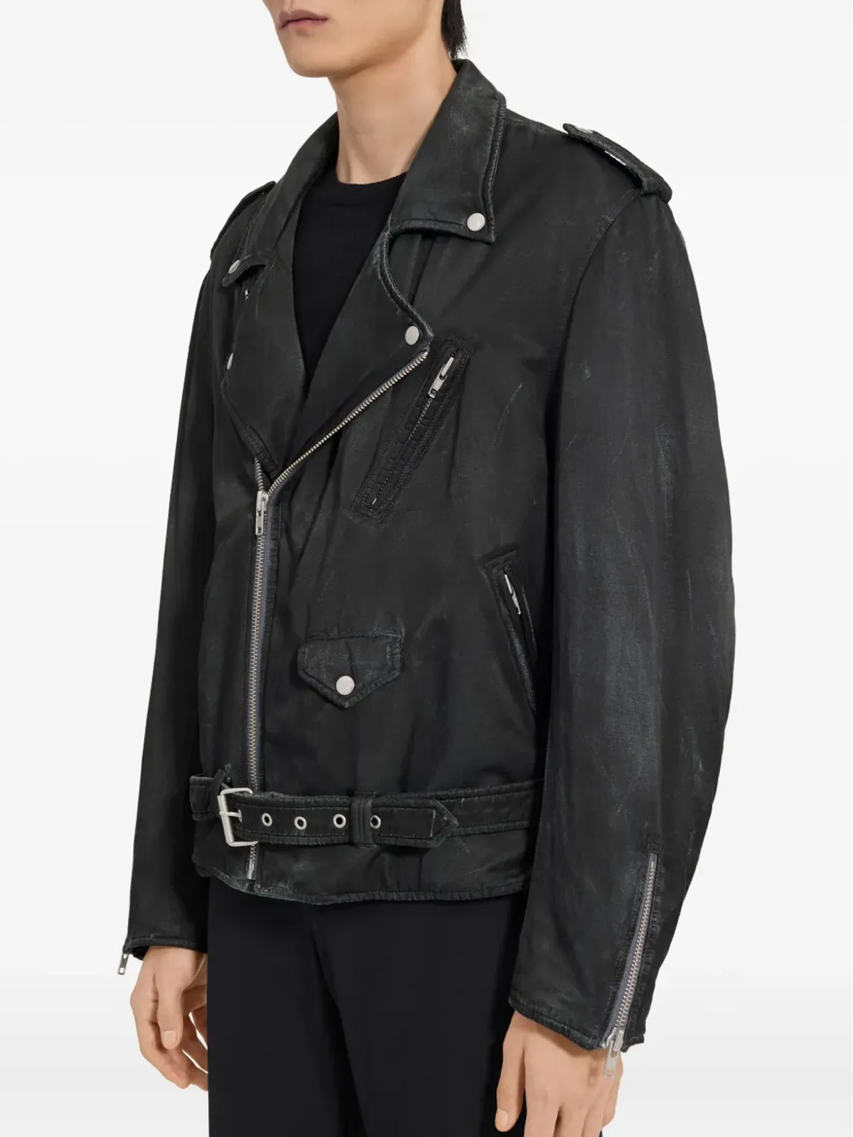 MM6 Maison Margiela アシンメトリカルジップ バイカージャケット - 画像5