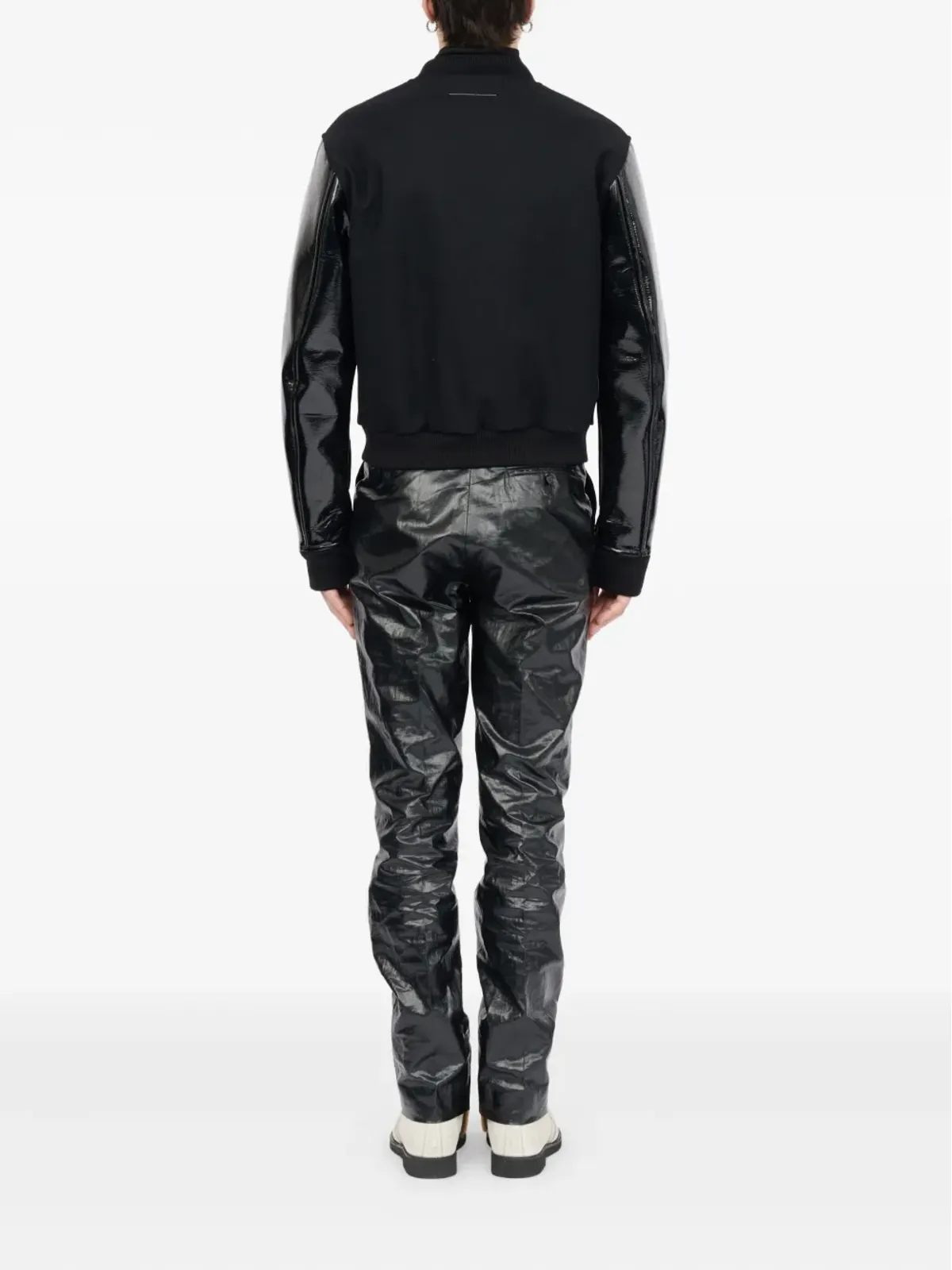 MM6 Maison Margiela レザー袖ウールジャケット - 画像4
