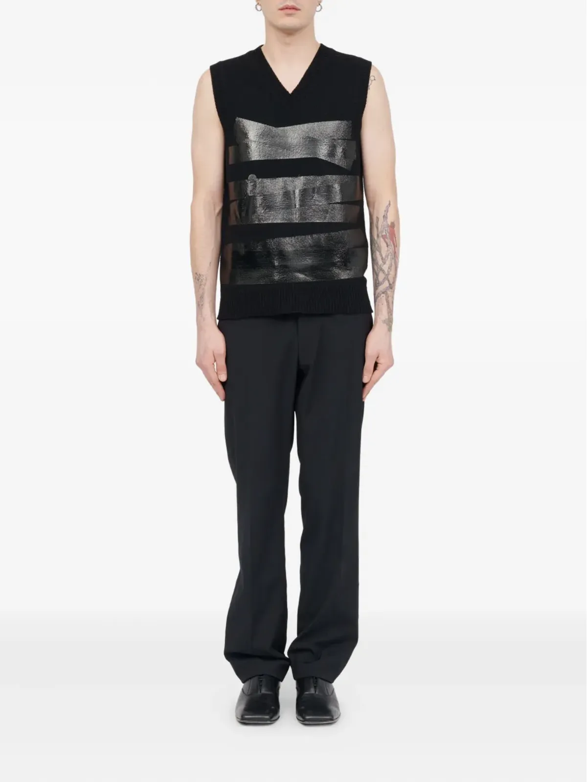 MM6 Maison Margiela Vネック ウール ベスト - 画像2