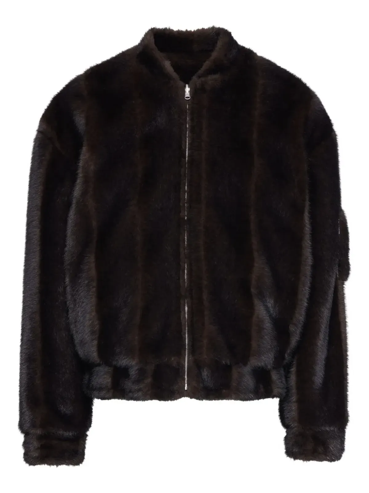MM6 Maison Margiela フェイクファー付きジップフロントボンバー ジャケット（ブラウン） - 画像1