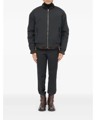 MM6 Maison Margiela フェイクファー付きジップフロントボンバー ジャケット（ブラウン） - サムネイル5