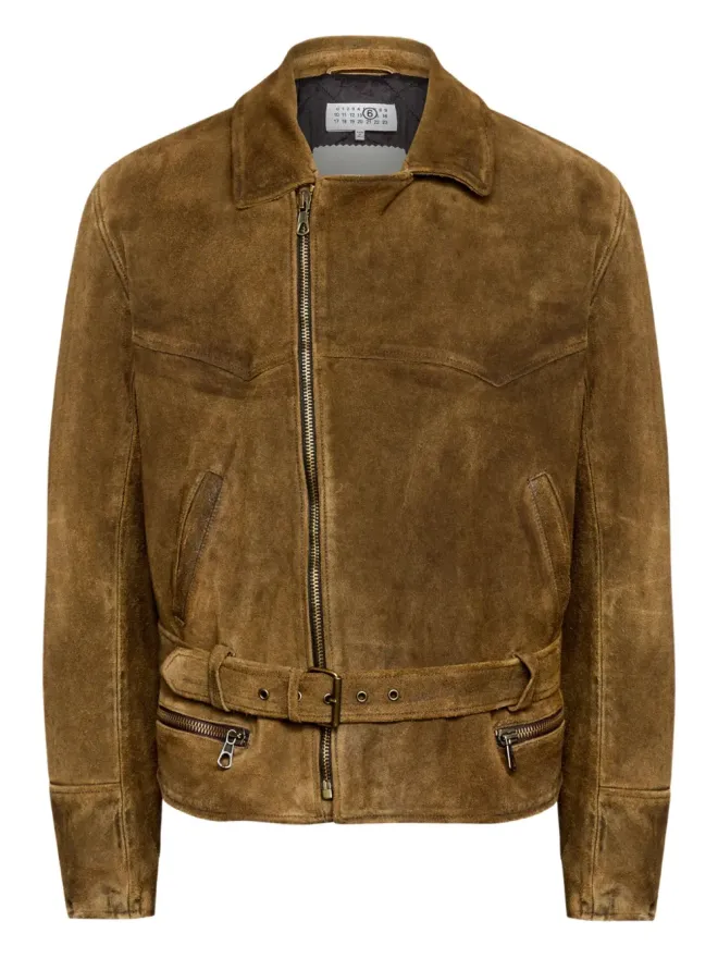 MM6 Maison Margiela MM6 Maison Margiela ベルト付きアシンメトリカルジップ レザー ジャケットの商品画像