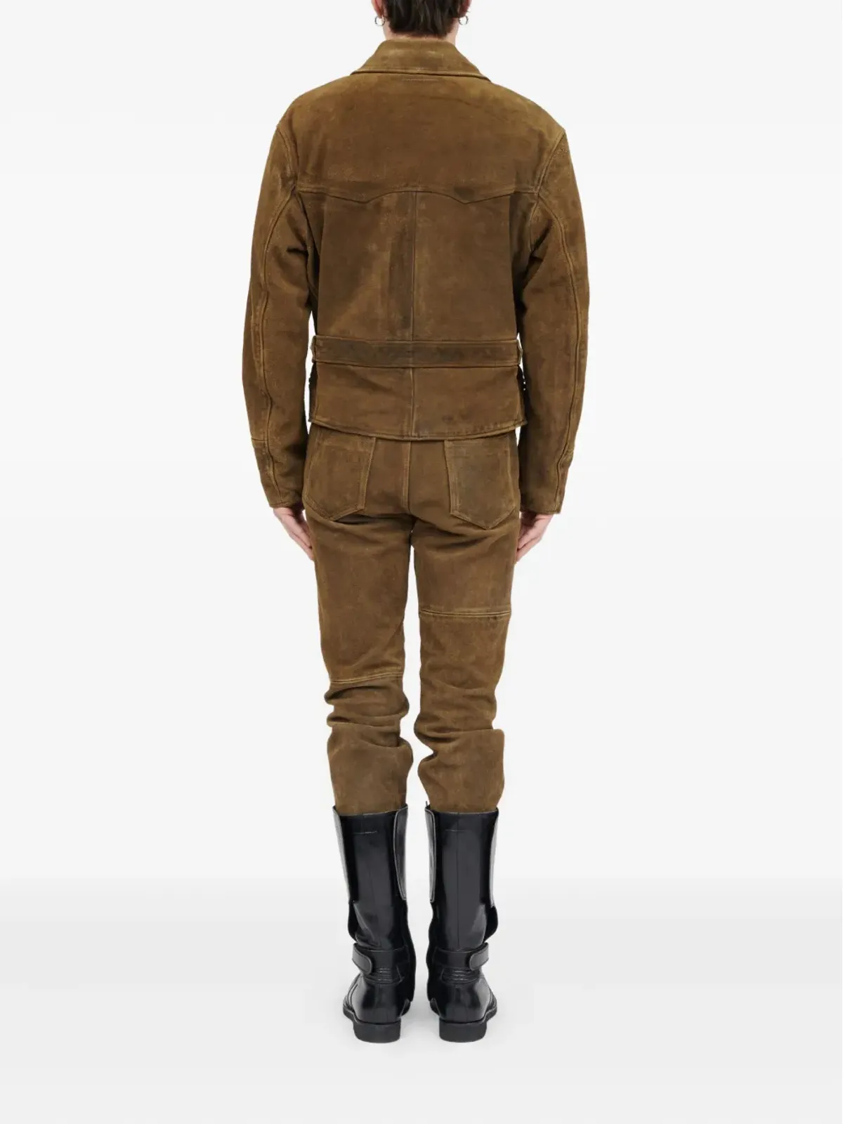 MM6 Maison Margiela ベルト付きアシンメトリカルジップ レザー ジャケット - 画像4