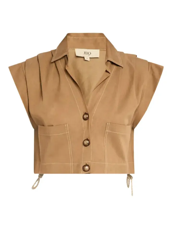 JBQ JBQ Preen button-up cropped shirt - Neutralsの商品画像