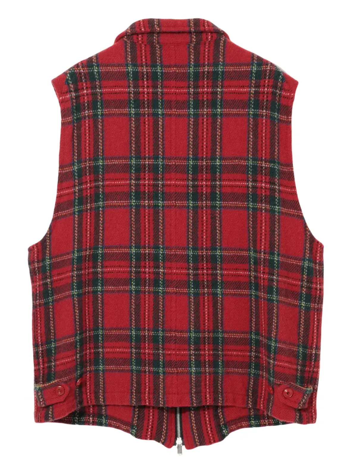 Undercover check plaid zip-front gilet - Red - 画像2