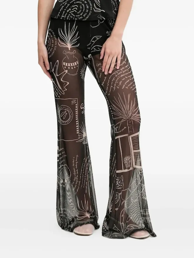 Never Fully Dressed NEVER FULLY DRESSED プリントフレアパンツ（ブラック）の商品画像