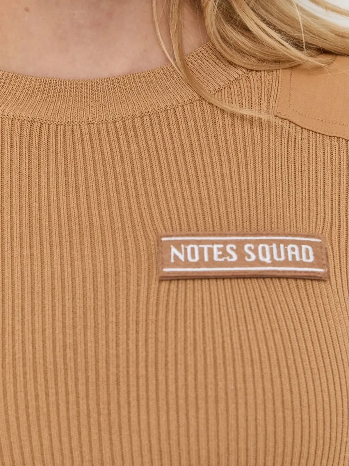 Notes du Nord リブ編みニット肘パッチセーター - 画像3