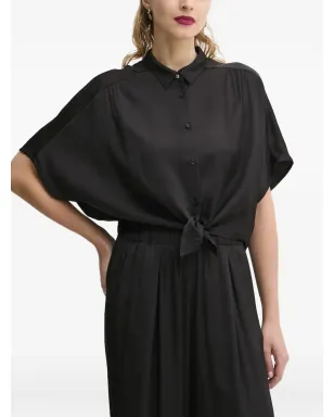 Sessùn Alfassa night tie-front short-sleeve shirt - Black - サムネイル3