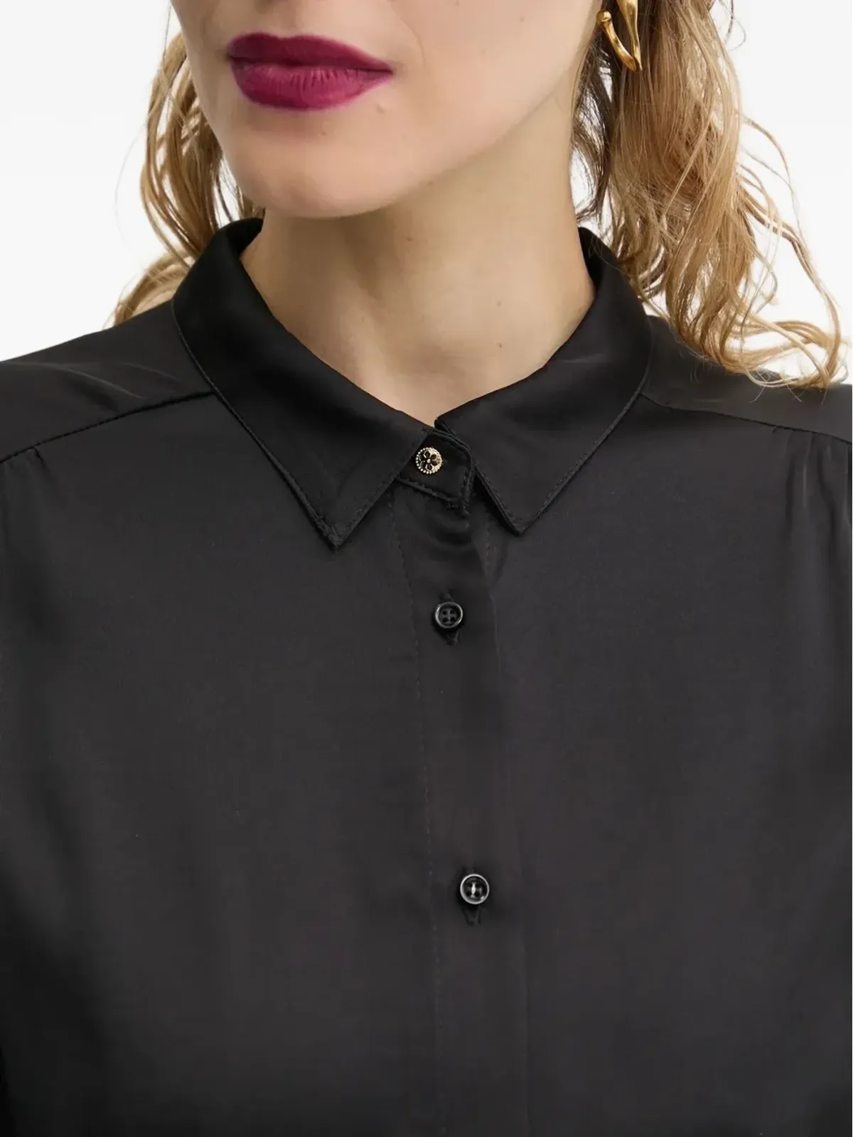 Sessùn Alfassa night tie-front short-sleeve shirt - Black - 画像4