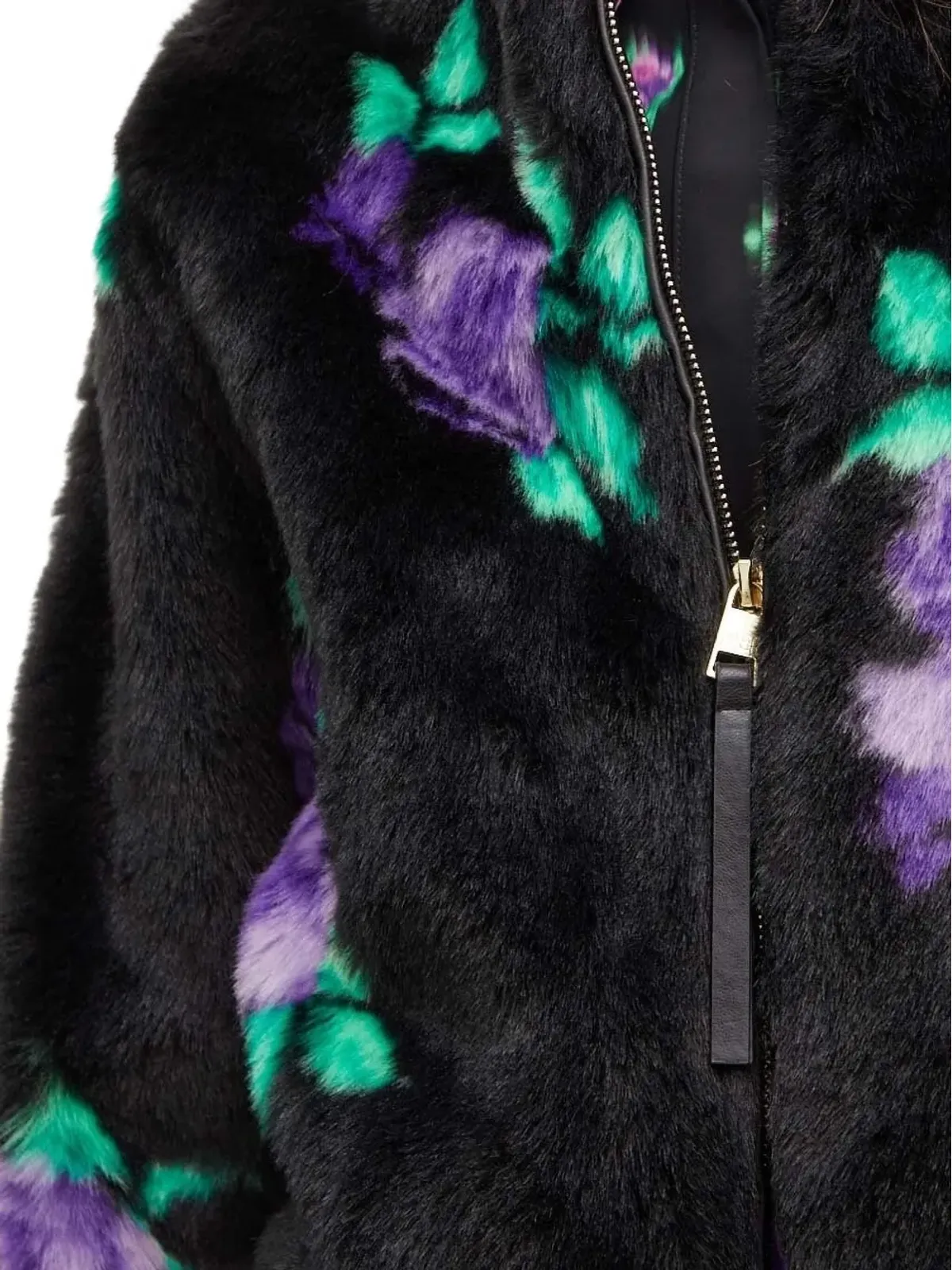 Silvian Heach floral-print bomber faux-fur jacket - Black - 画像5