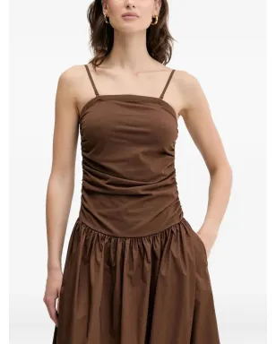 NEVER FULLY DRESSED Lola gathered-waist midi dress - Brown - サムネイル1