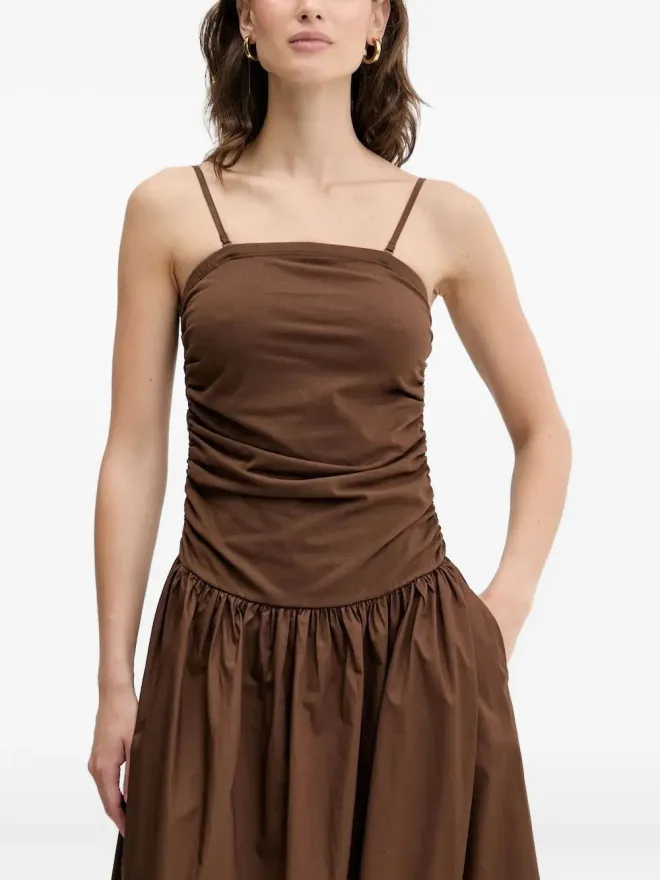 Never Fully Dressed NEVER FULLY DRESSED Lola gathered-waist midi dress - Brownの商品画像